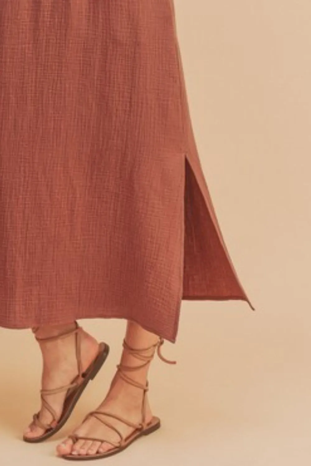 Side-Slit-Round-Neck-Sleeveless-Tank-Dress-Terracotta-3