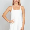 Sleeveless Active Tennis Dress with Unitard Liner - White