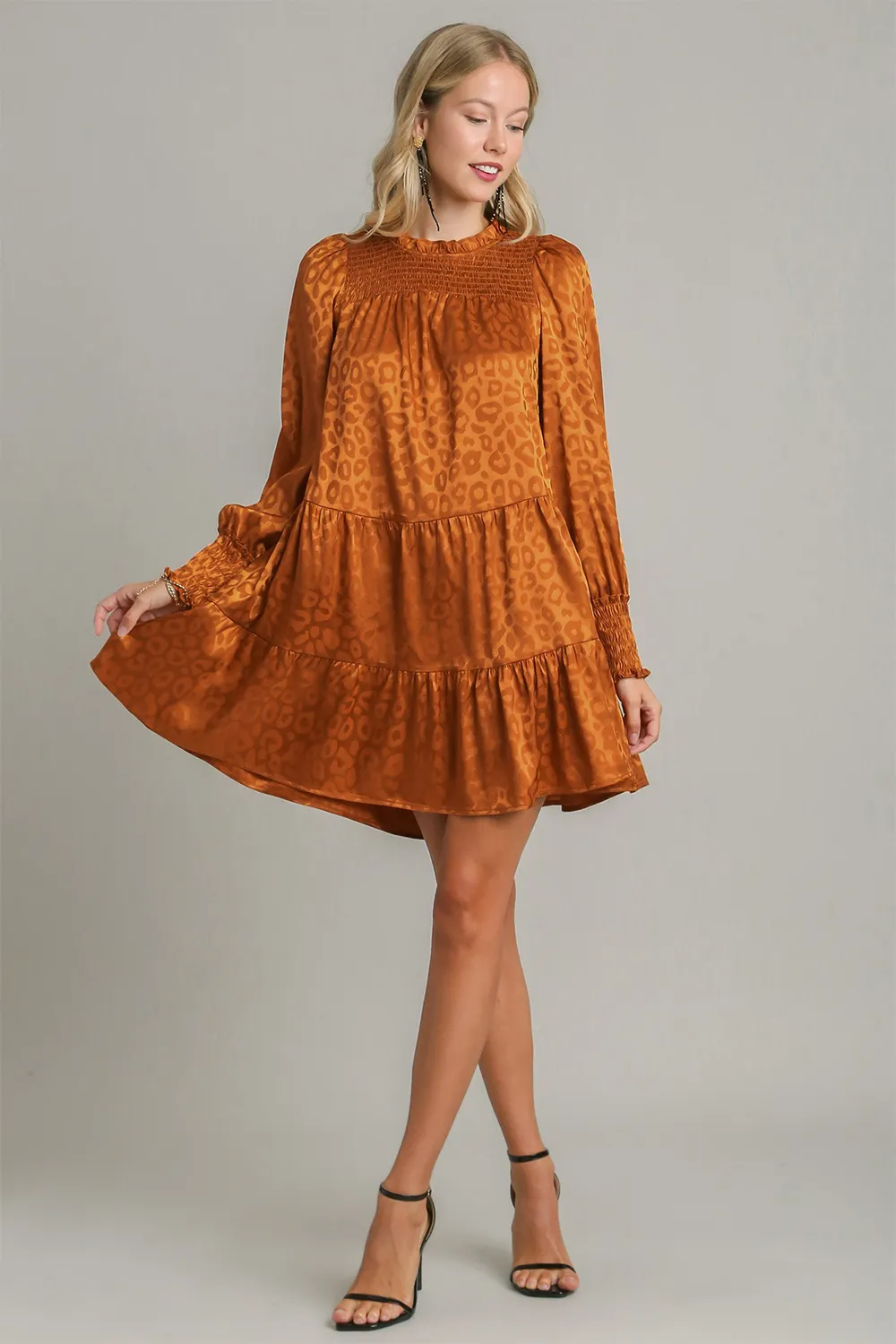 Smocked-Leopard-Long-Sleeve-Tiered-Dress-Copper-4