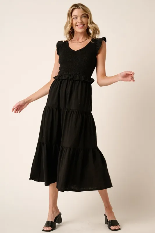 Smocked-Ruffled-Tiered-Midi-Dress-Black-3