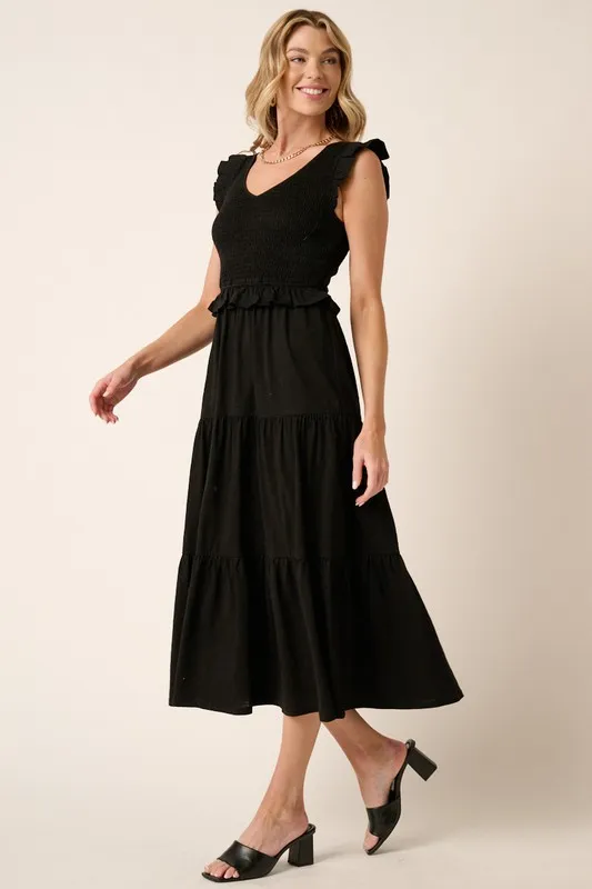 Smocked-Ruffled-Tiered-Midi-Dress-Black-4