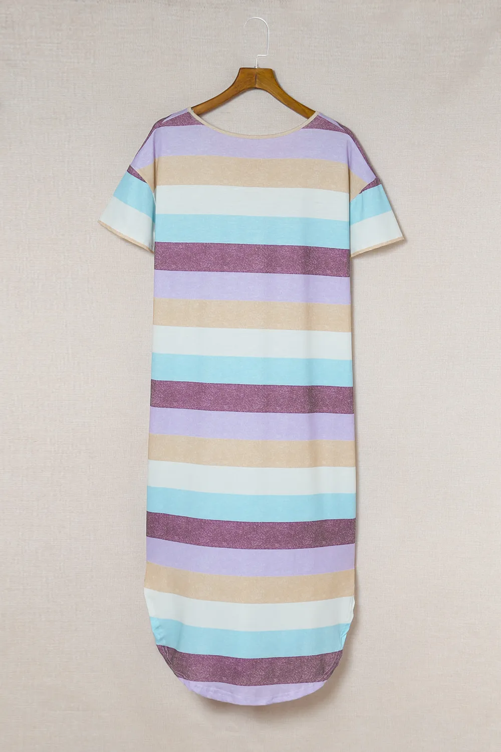 Striped-V-Neck-Curved-Hem-Midi-Dress-Purple-3