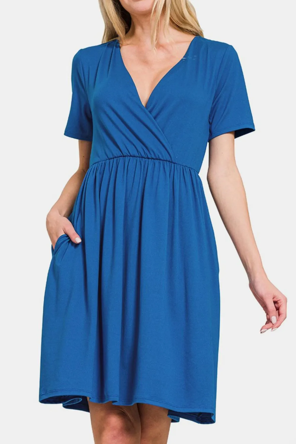 Surplice-Short-Sleeve-Brushed-DTY-Dress-Classic-Blue-2