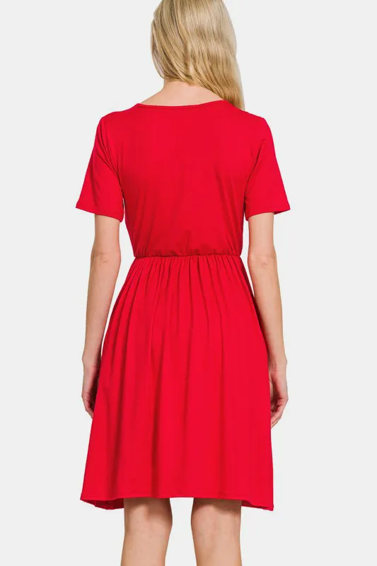 Surplice-Short-Sleeve-Brushed-DTY-Dress-Red-2