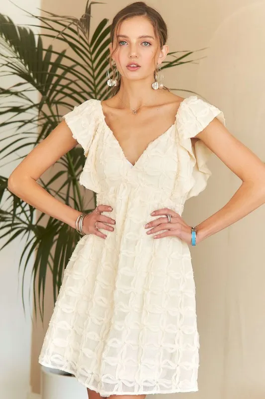 Tie-Back-V-Neck-Ruffle-Sleeve-Dress-Ivory-4