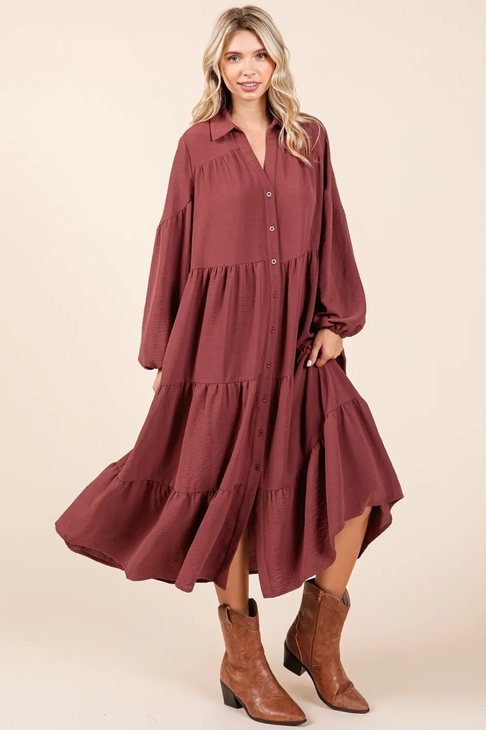 Tiered-Button-Down-Long-Sleeve-Midi-Dress-Sienna-4