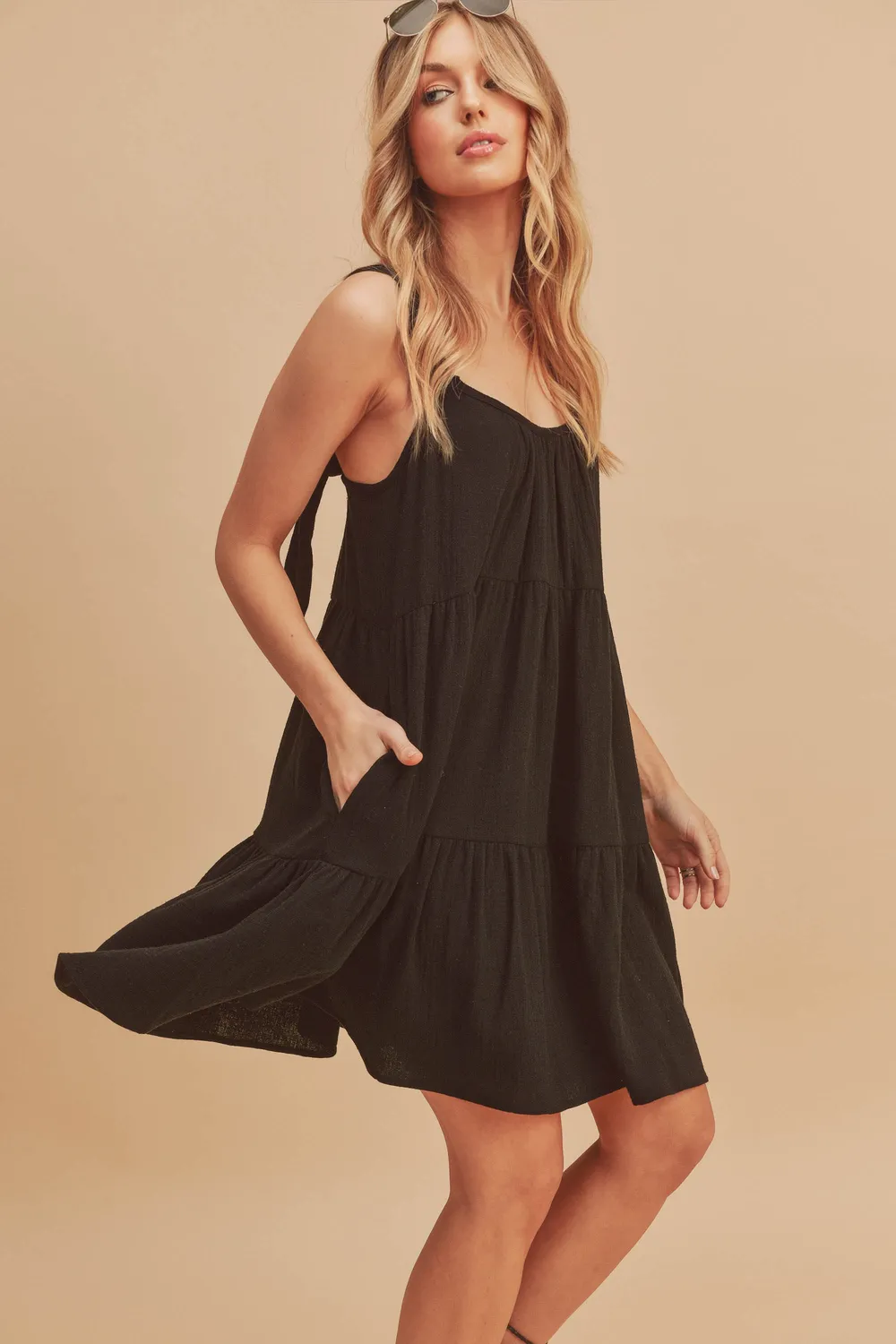 Tiered-Mini-Cami-Dress-with-Pockets-Black-2