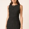 Tweed Sleeveless Mini Dress - Black
