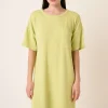 Urban Rib Knit Short Sleeve Tee Dress - Lime
