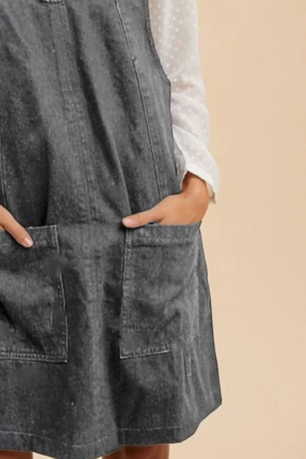 V-Neck-Adjustable-Strap-Denim-Overall-Dress-with-Pockets-Charcoal-3