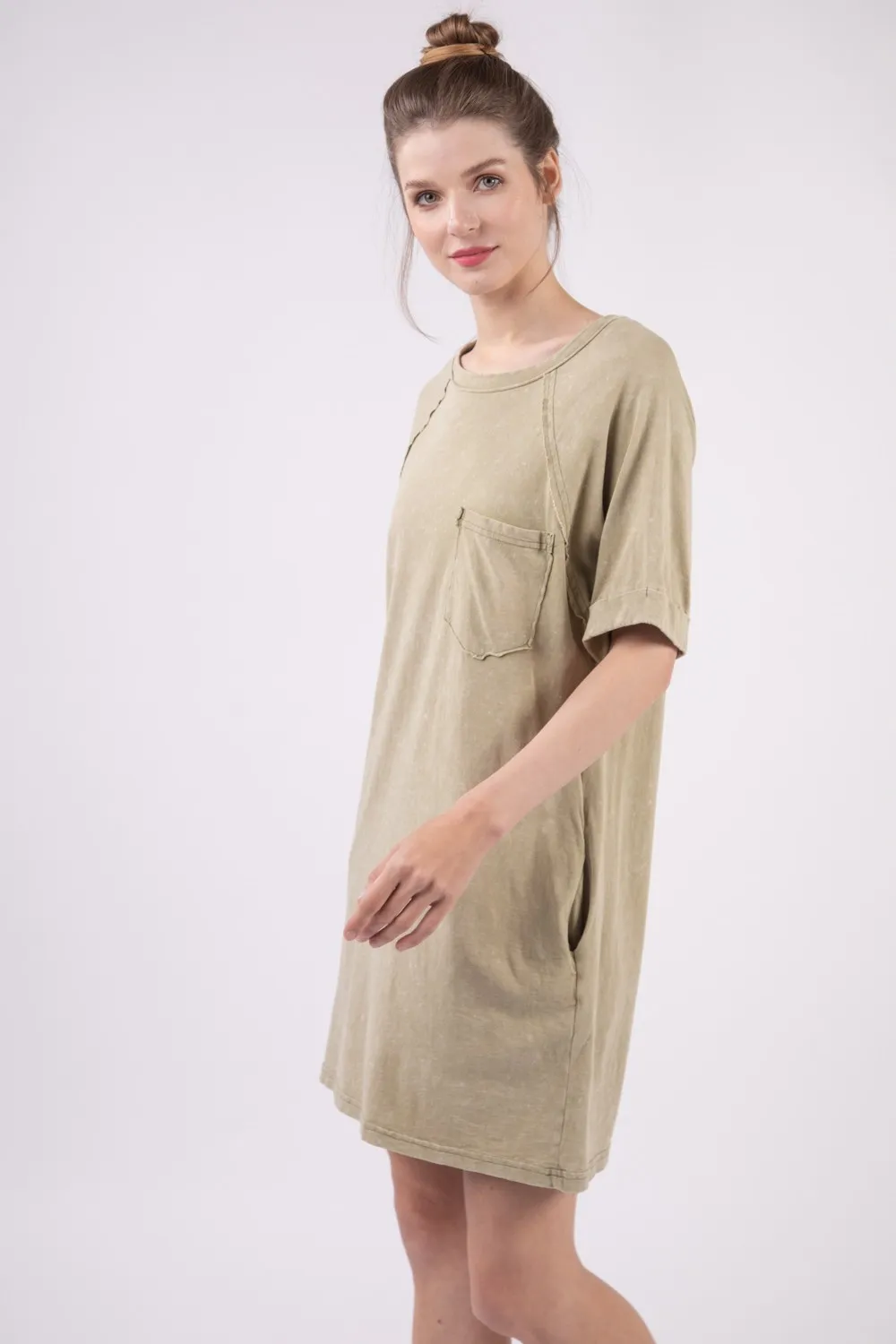 Washed-Round-Neck-Mini-Tee-Dress-Sage-3