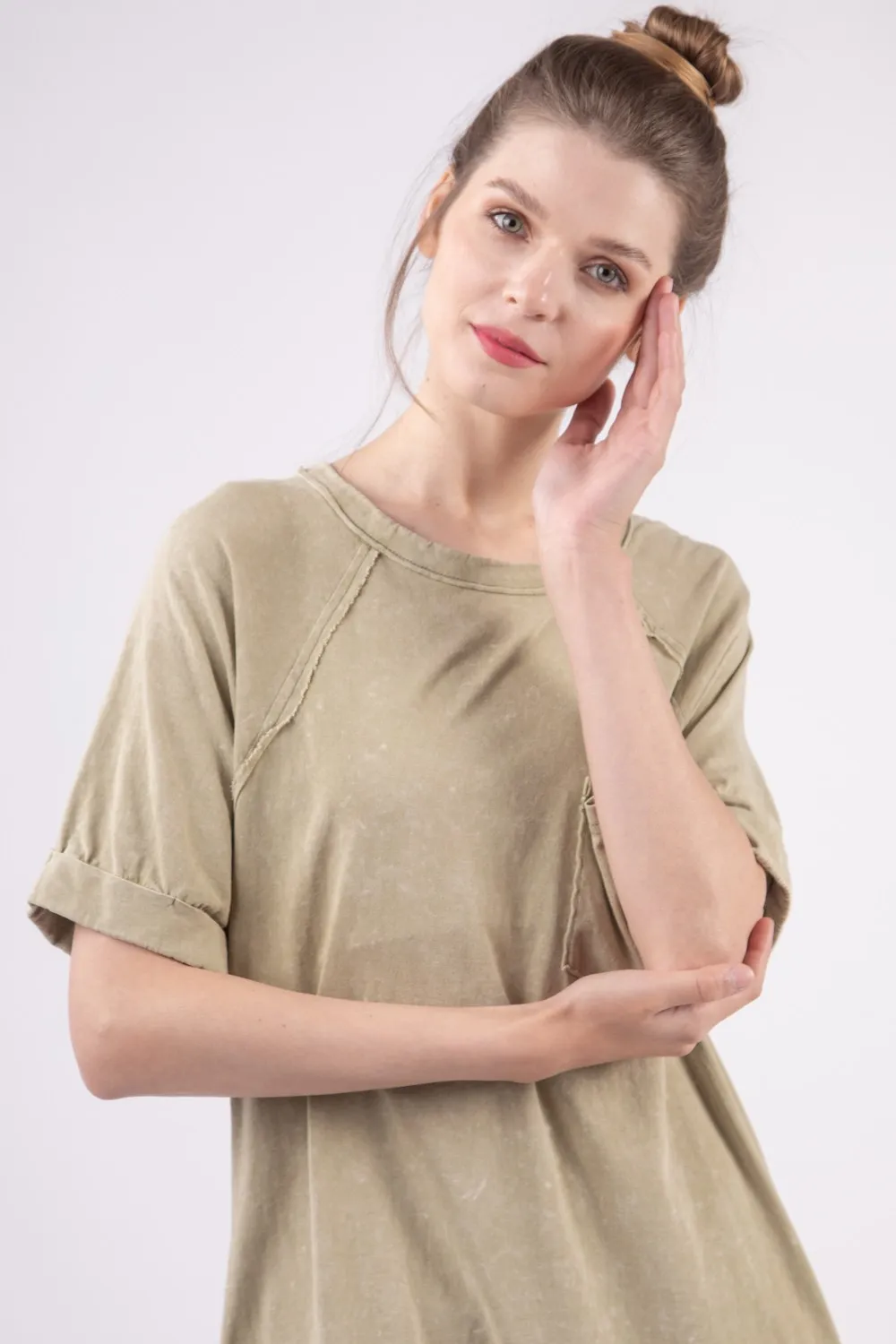 Washed-Round-Neck-Mini-Tee-Dress-Sage-4