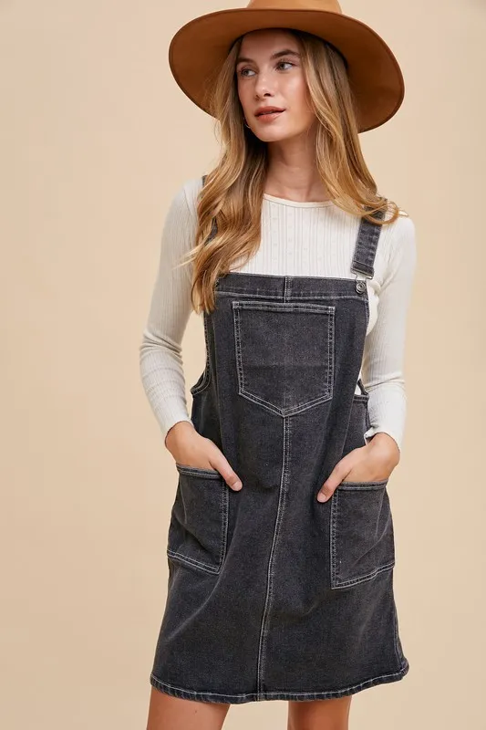 Wide-Strap-Denim-Overall-Dress-with-Pockets-Black-4