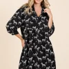 Zebra Print Button Down Shirt Mini Dress - Black