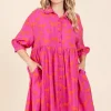 Zebra Print Button Down Shirt Mini Dress - Hot Pink